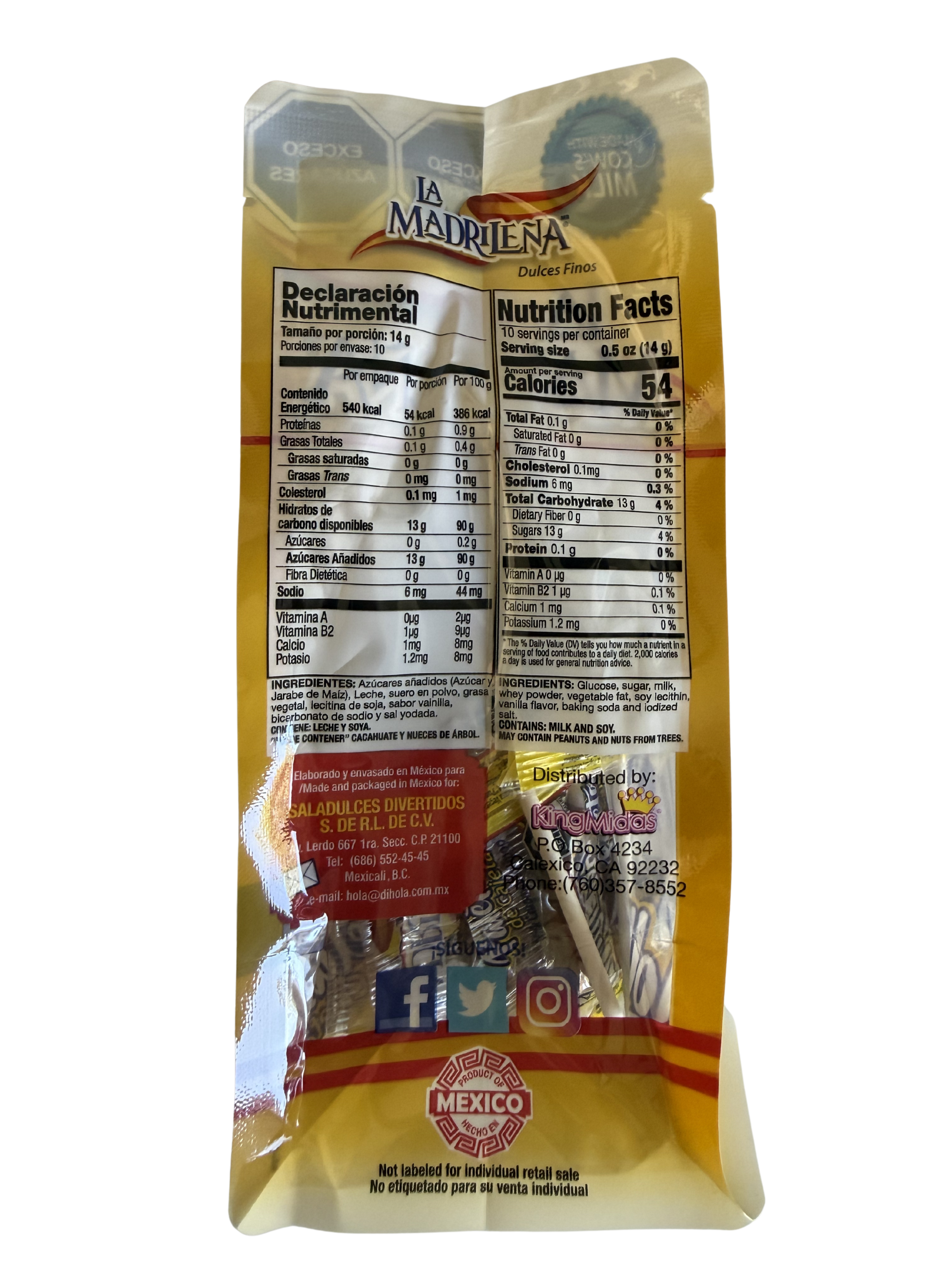 HOLA La Madrileña Cajeta Lollipop  10 Ct