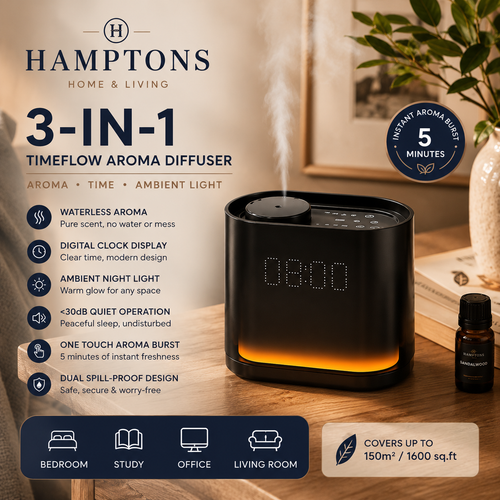 Hamptons TimeFlow Aroma Diffuser & Digital Clock
