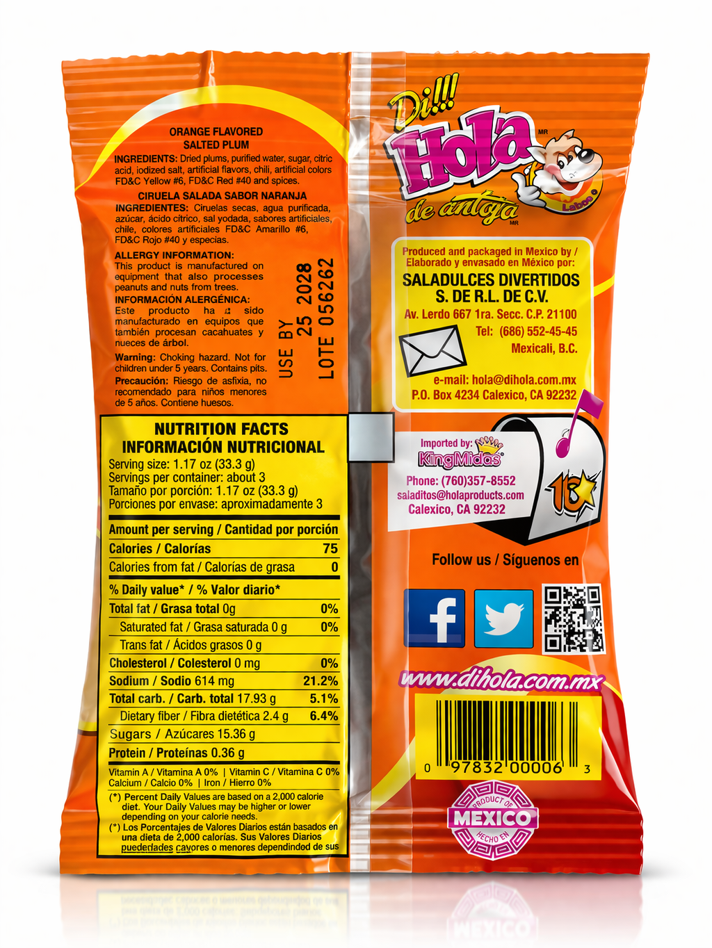 HOLA Orange Salted Plum Candy (Naranje)