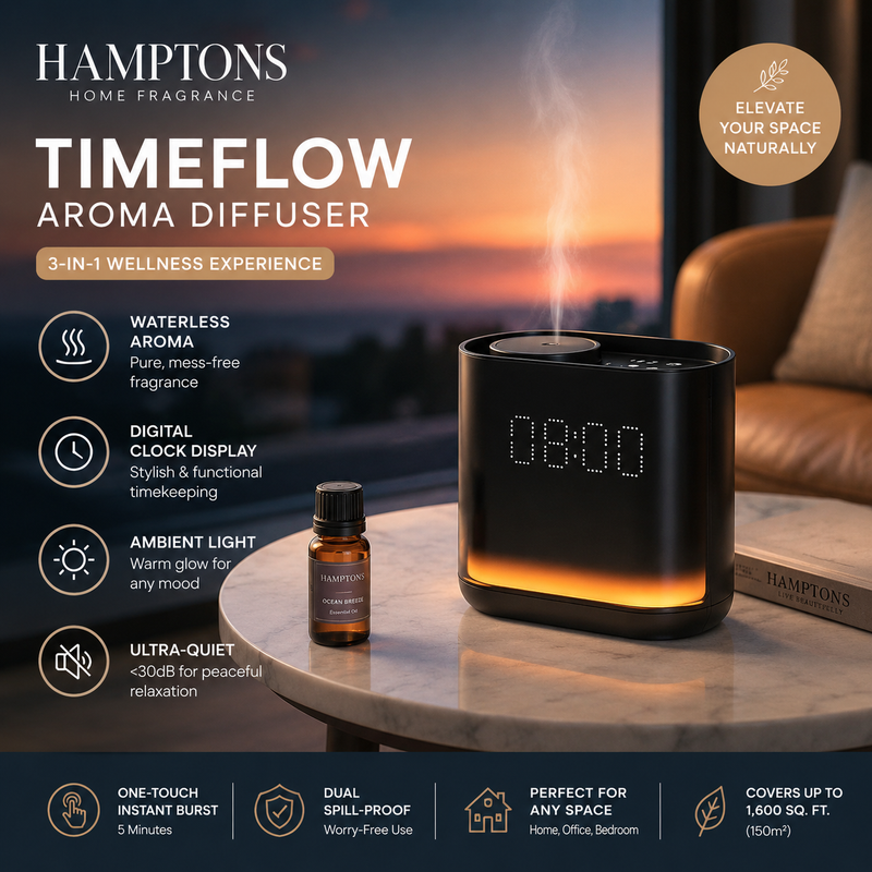 TimeFlow Aroma Diffuser and Digital Clock front view