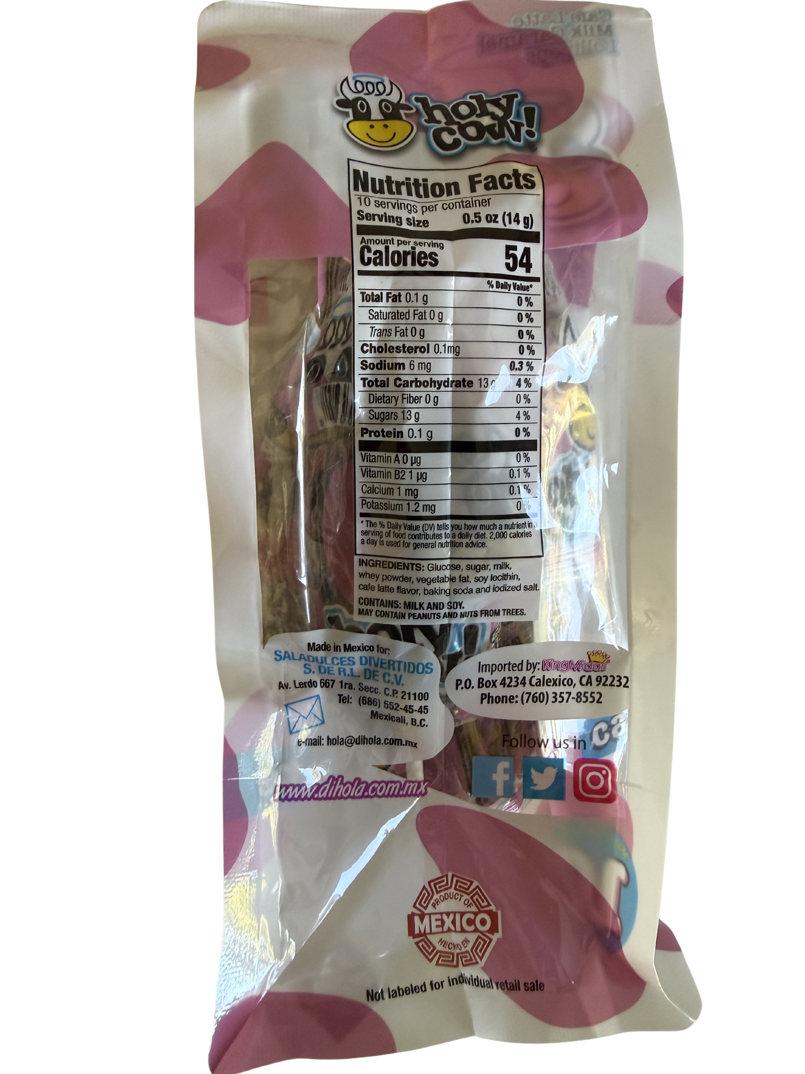 HOLA Holy Cow Cafe Latte Lollipops 10 Ct