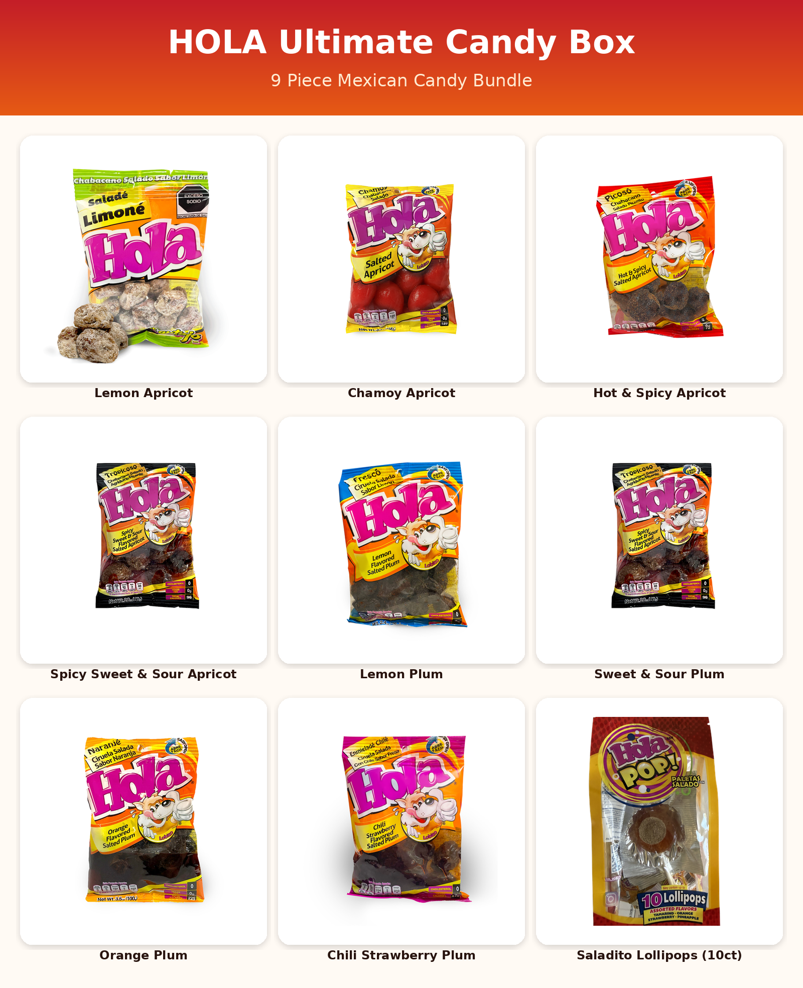 HOLA Ultimate Mexican Candy Box - 9 Piece Bundle