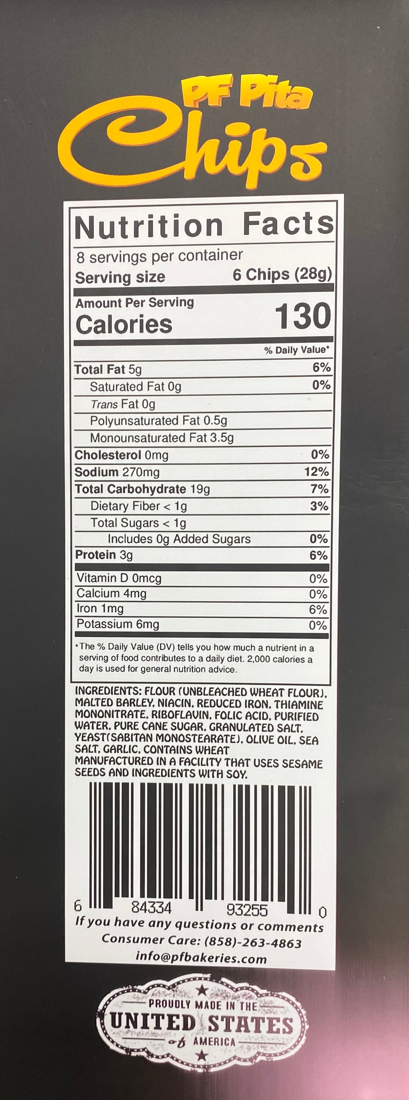 PF Pita Chips Garlic & Olive Oil