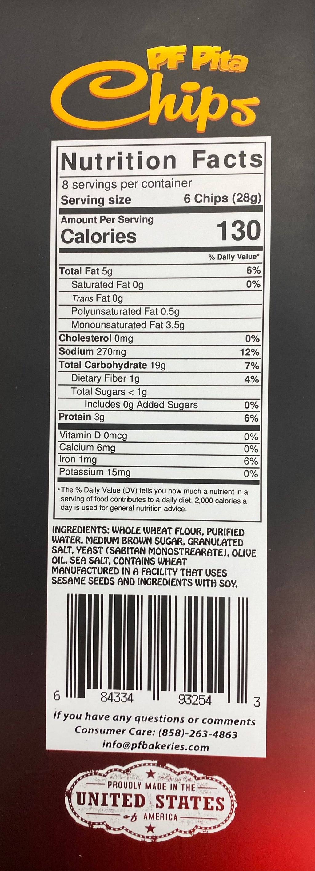 PF Pita Chips Whole Wheat